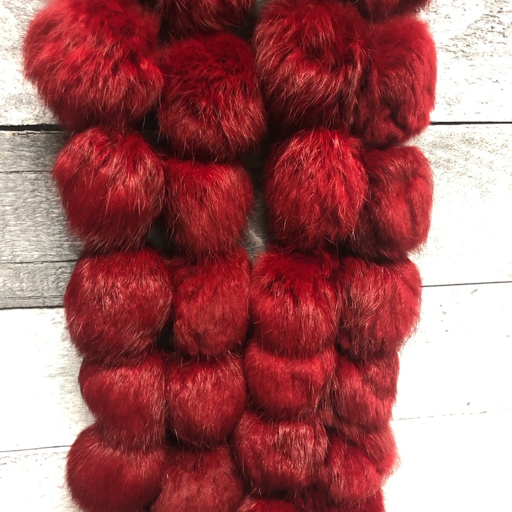 Genuine rabbit fur Pom Pom scarf